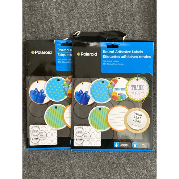 VTG Polaroid Round Adhesive Label Blank 160 Ct Lot of 8 Package 1 Pack Rectang - Picture 12 of 13